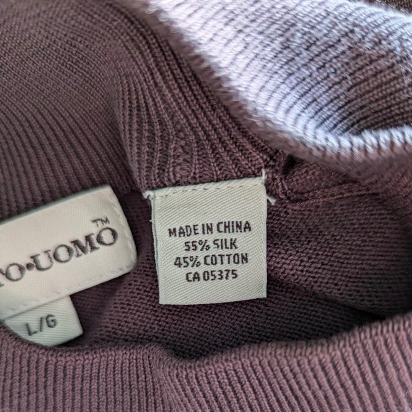 pronto uomo silk cotton blend brown mock turtleneck size large - Picture 3 of 4